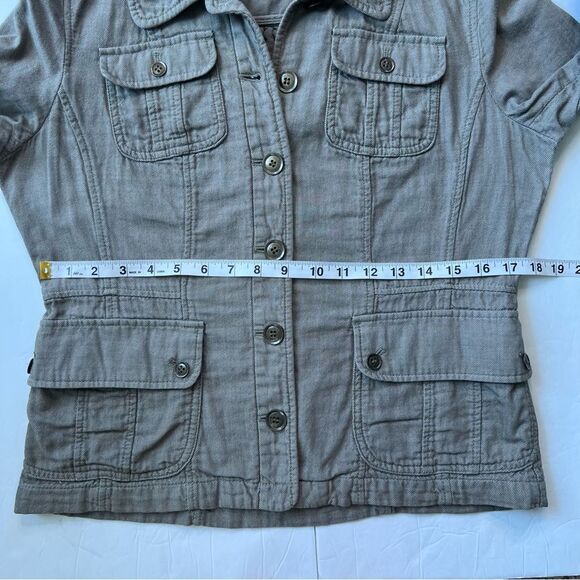 Caslon Cotton Khaki Green Quarter Sleeve Jacket Trench Coat Blazer Size M - Picture 15 of 15